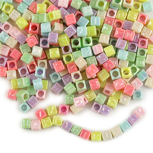 100 sztuk koralików kwadratowych z alfabetem do tworzenia biżuterii - mix liter - Spacer - Handmade DIY bransoletka - Wianko - 15