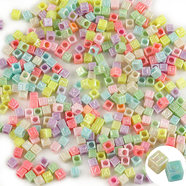 100 sztuk koralików kwadratowych z alfabetem do tworzenia biżuterii - mix liter - Spacer - Handmade DIY bransoletka - Wianko - 16