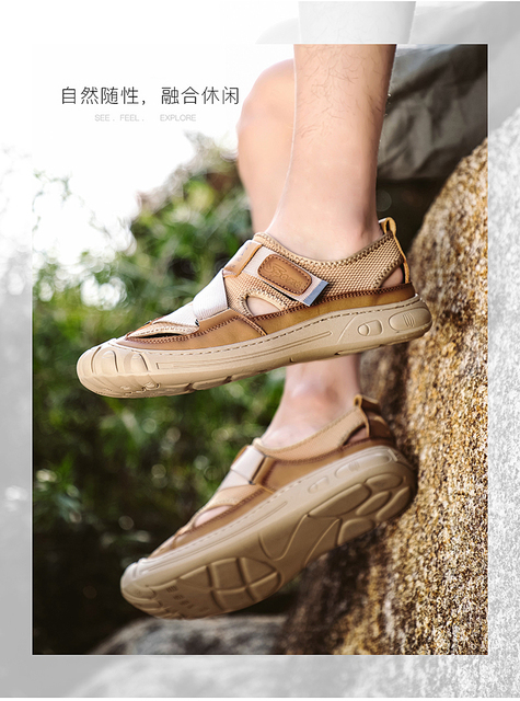 Nowe sandały męskie 2021 - skórzane, casual, antypoślizgowe, oddychające - Wianko - 19