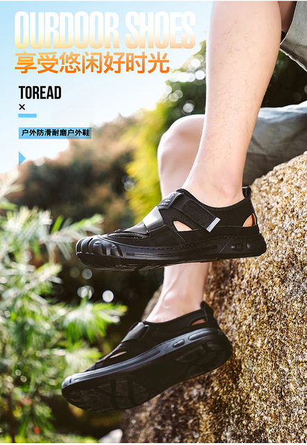 Nowe sandały męskie 2021 - skórzane, casual, antypoślizgowe, oddychające - Wianko - 2