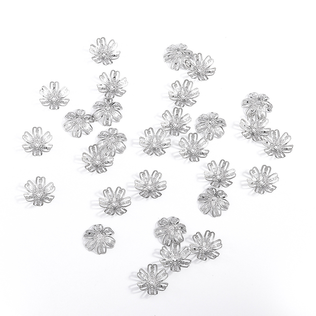 100 sztuk stalowych koralików - kwiat lotosu o okrągłym kształcie - do biżuterii - na naszyjniki i bransoletki - Wianko - 2