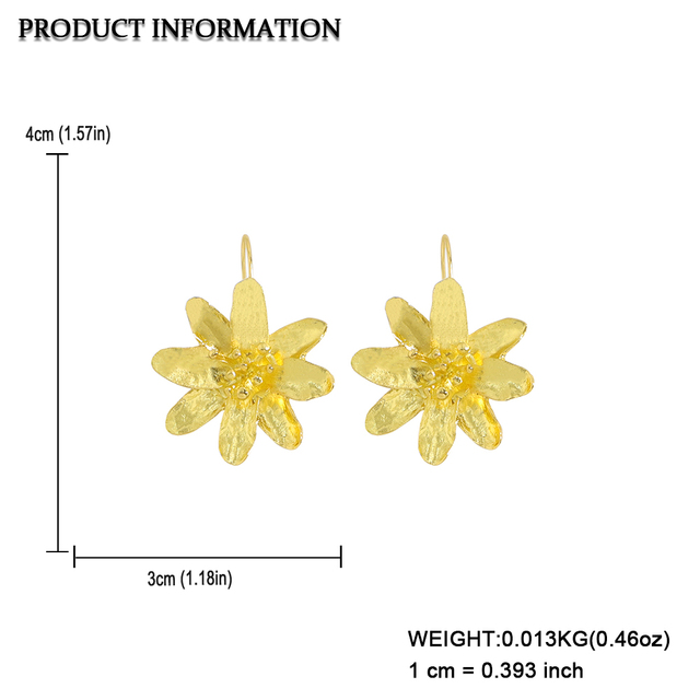 Kolczyki wiszące Dvacaman - nowa kompozycja kwiatowa, złoty kolor - Wianko - 1