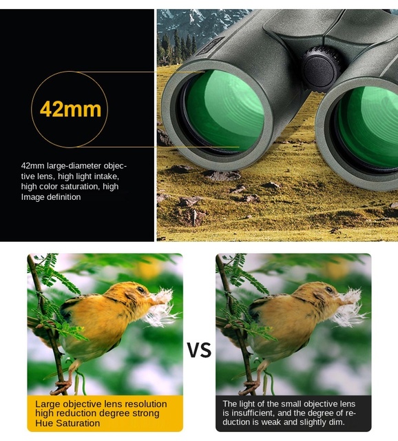 Lornetka mobilna 10x42 HD - wygodne oglądanie ptaków zewnętrznymi soczewkami o dużej mocy - Wianko - 6