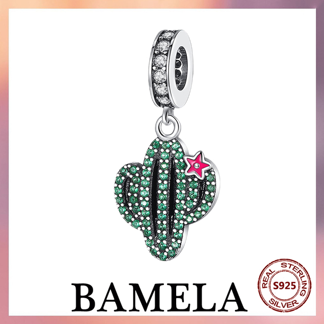 Bransoletka Pandora z koralikami kaktusa, klonu, liścia koniczyny w 925 srebrze – bożonarodzeniowy prezent dla kobiet - Wianko - 3