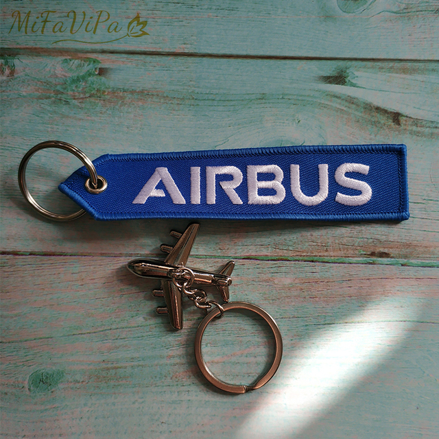 Breloczek na klucze niebieski AIRBUS lotniczy prezent metalowy Pilot brelok samolot - Wianko - 2