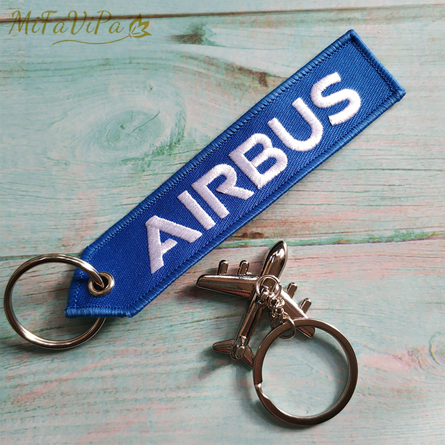 Breloczek na klucze niebieski AIRBUS lotniczy prezent metalowy Pilot brelok samolot - Wianko - 3