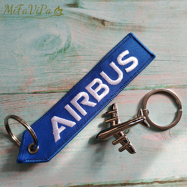 Breloczek na klucze niebieski AIRBUS lotniczy prezent metalowy Pilot brelok samolot - Wianko - 1
