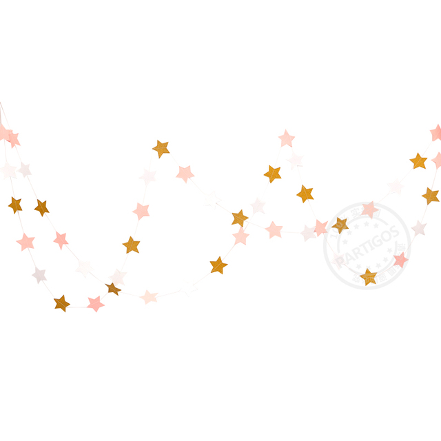 22 części/partia Girlanda Banner z 2M różowego złota brokatowej gwiazdy, okrągłej chmury i papierowych dekoracji - urodziny, wesele - Wianko - 2