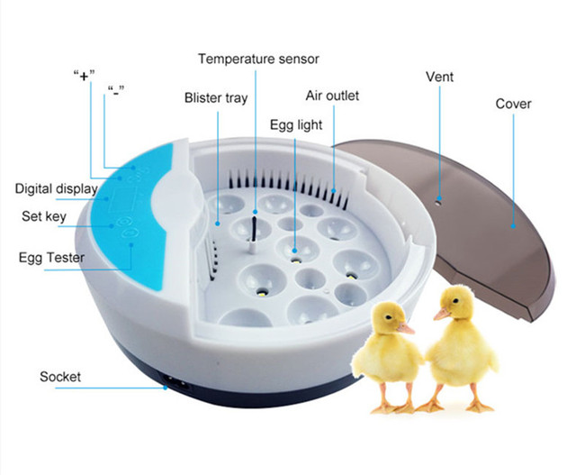 Inkubator jaj Mini 9 z automatycznym wylęgiaczem i regulacją temperatury - taca na jajka LED - Wianko - 5