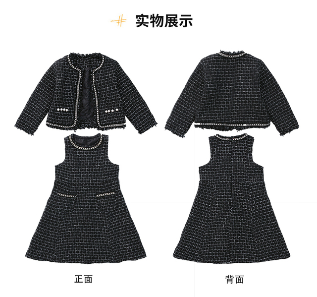 Zestaw ubrań dla dziewczynek: kurtka w kratę + sukienka (rozmiary 6-12 lat) - Wianko - 12