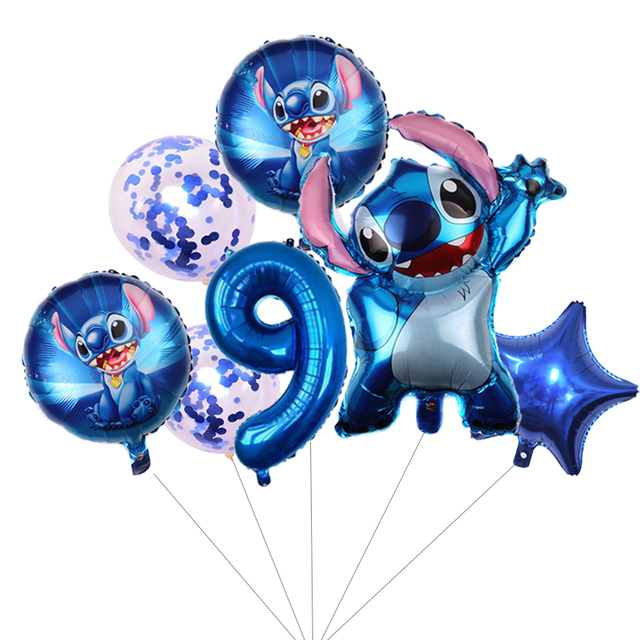 7 sztuk Lilo i Stitch - balony foliowe 1. Dekoracje na imprezę urodzinową dzieci, baby shower - Wianko - 9