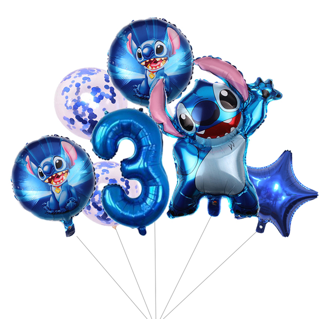 7 sztuk Lilo i Stitch - balony foliowe 1. Dekoracje na imprezę urodzinową dzieci, baby shower - Wianko - 3