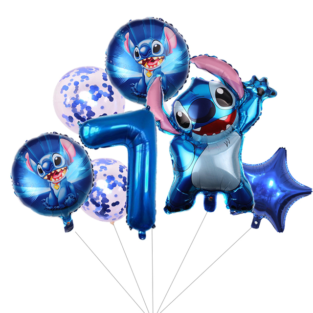 7 sztuk Lilo i Stitch - balony foliowe 1. Dekoracje na imprezę urodzinową dzieci, baby shower - Wianko - 7
