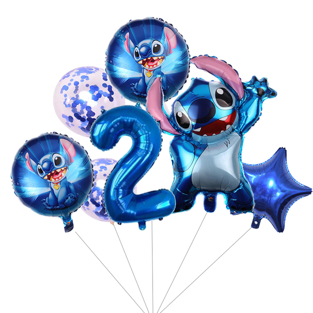 7 sztuk Lilo i Stitch - balony foliowe 1. Dekoracje na imprezę urodzinową dzieci, baby shower - Wianko - 2