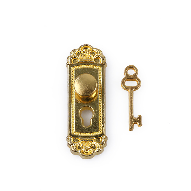 Domek dla lalek w stylu vintage 1/12, miniaturowe drzwi z zamkiem i kluczem, metalowe, w stylu retro do samodzielnego montażu - Wianko - 12