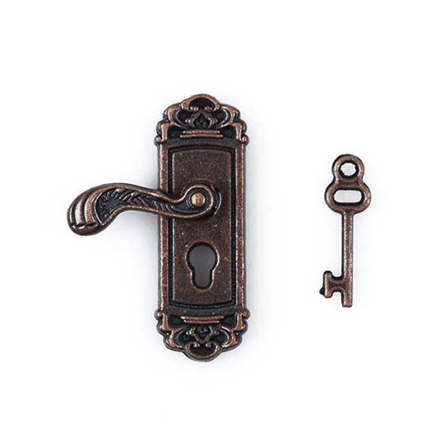 Domek dla lalek w stylu vintage 1/12, miniaturowe drzwi z zamkiem i kluczem, metalowe, w stylu retro do samodzielnego montażu - Wianko - 11
