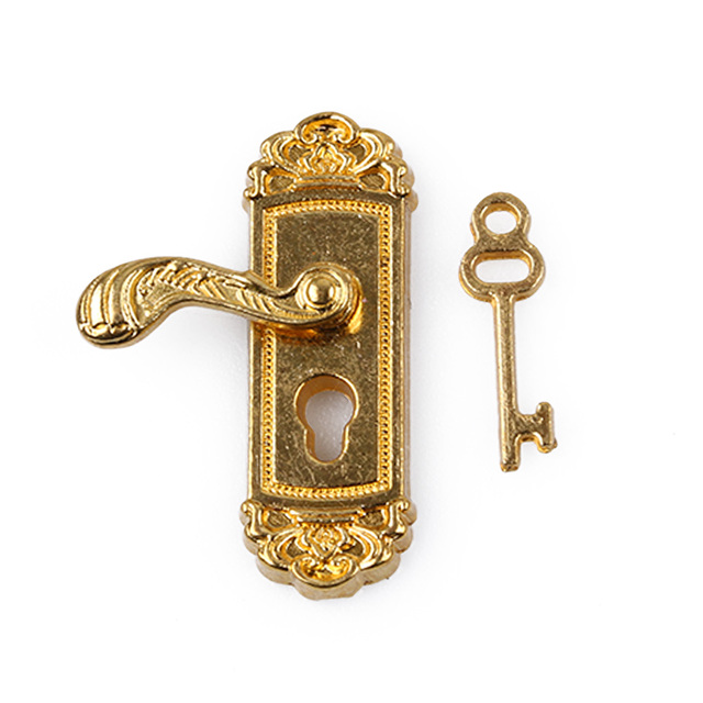 Domek dla lalek w stylu vintage 1/12, miniaturowe drzwi z zamkiem i kluczem, metalowe, w stylu retro do samodzielnego montażu - Wianko - 13