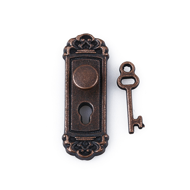 Domek dla lalek w stylu vintage 1/12, miniaturowe drzwi z zamkiem i kluczem, metalowe, w stylu retro do samodzielnego montażu - Wianko - 10