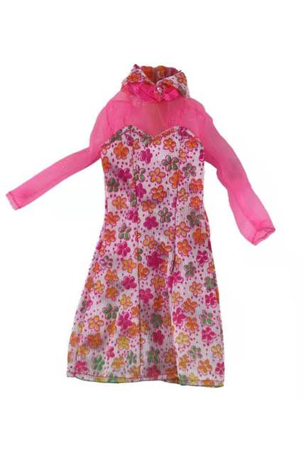 Różowa sukienka w kwiaty z długim rękawem, pasująca dla lalki Barbie 30cm, BJD, jako sukienka wieczorowa - Wianko - 3