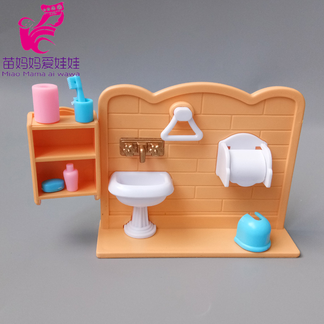 Domek dla lalek z miniaturowym jedzeniem, zabawą i meblami oraz kieszenią na akcesoria do toalety i umywalką - Wianko - 68