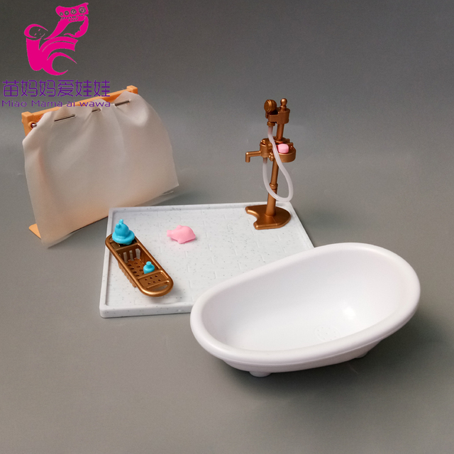 Domek dla lalek z miniaturowym jedzeniem, zabawą i meblami oraz kieszenią na akcesoria do toalety i umywalką - Wianko - 47