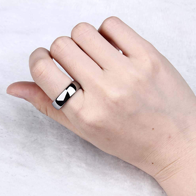 Obrączka męska Eamti Titanium polerowane czarny srebrny pierścionek zaręczynowy 2/4/6/8mm klasyczny - Wianko - 15