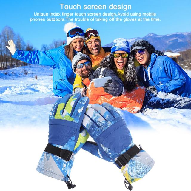Rękawice narciarskie softshell PU skóra antypoślizgowa dotykowy ekran wodoodporne ciepłe rękawice na śnieg polarowe - Wianko - 3