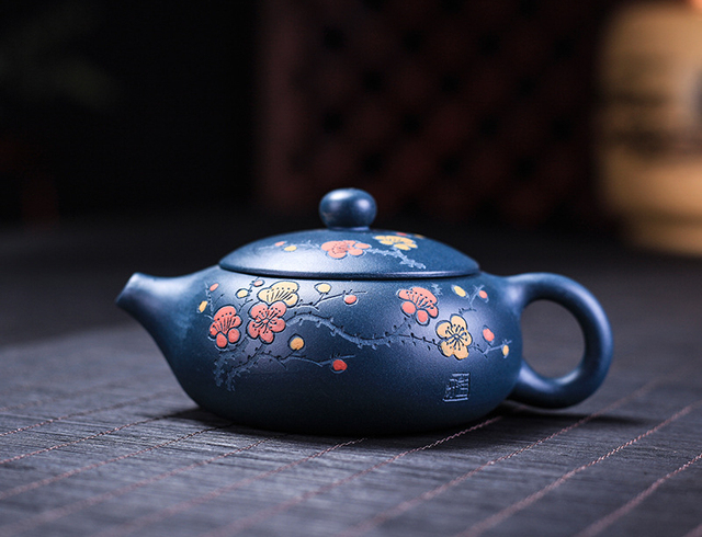 Yixing czajniczek z ręcznie formowanej purpurowej gliny - Kung Fu dzbanek do herbaty płaski garnek Xishi - Wianko - 1