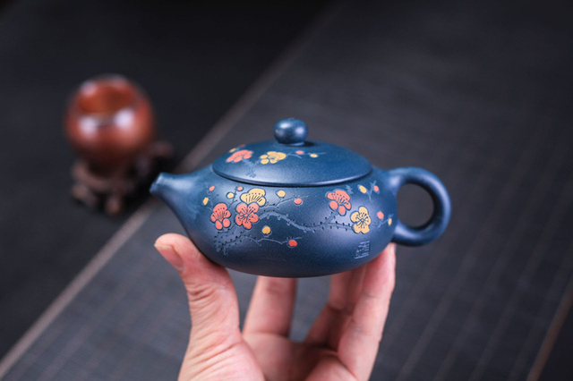 Yixing czajniczek z ręcznie formowanej purpurowej gliny - Kung Fu dzbanek do herbaty płaski garnek Xishi - Wianko - 6