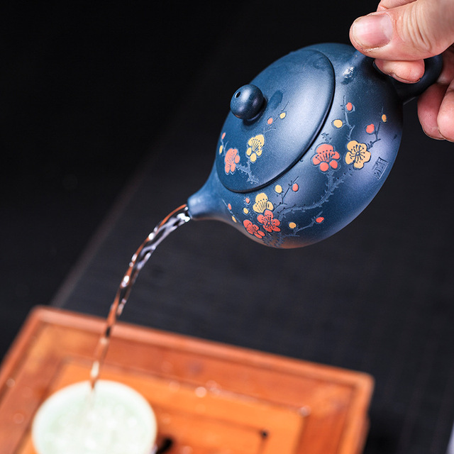 Yixing czajniczek z ręcznie formowanej purpurowej gliny - Kung Fu dzbanek do herbaty płaski garnek Xishi - Wianko - 5