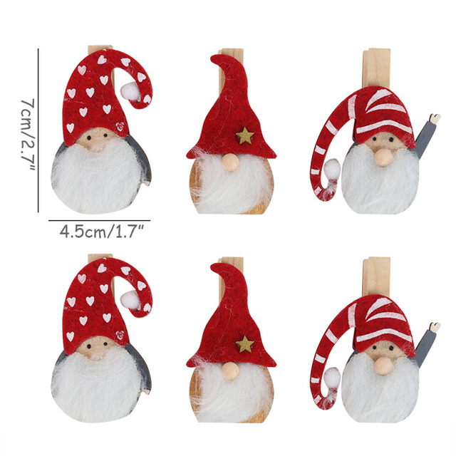 Boże Narodzenie drewniane klipsy w kształcie Santa, Śnieżynki i Jelenia - 6 sztuk/partia - Wianko - 14