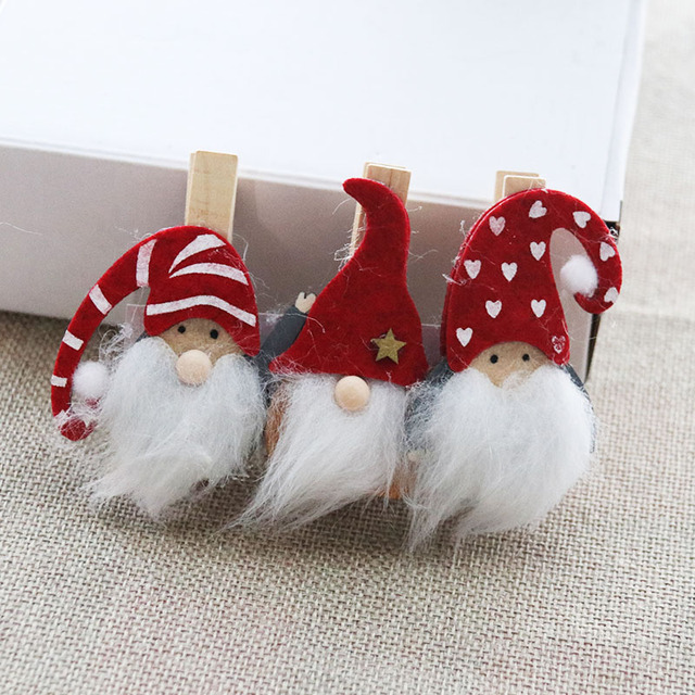Boże Narodzenie drewniane klipsy w kształcie Santa, Śnieżynki i Jelenia - 6 sztuk/partia - Wianko - 3