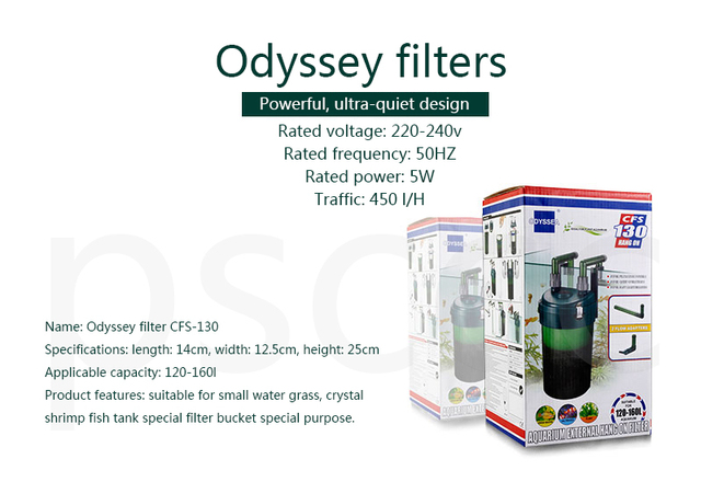 Filtr kanistrowy zewnętrzny ODYSSEA CFS-130 do akwarium Nano - mocowanie na filtr zewnętrzny Power Aquario, przepływ 450L/h - Wianko - 5