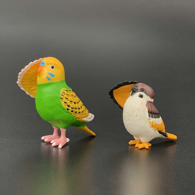 Figurka Gashapon ptaki Parrot Sparrow - piękna ozdoba na biurko - Wianko - 1