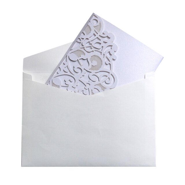 10 eleganckich kartek zaproszeń ślubnych w niebiesko-białym kolorze, laserowo wycinanych, z życzeniami i opcją RSVP - dostosuj je do swojego biznesu! - Wianko - 10