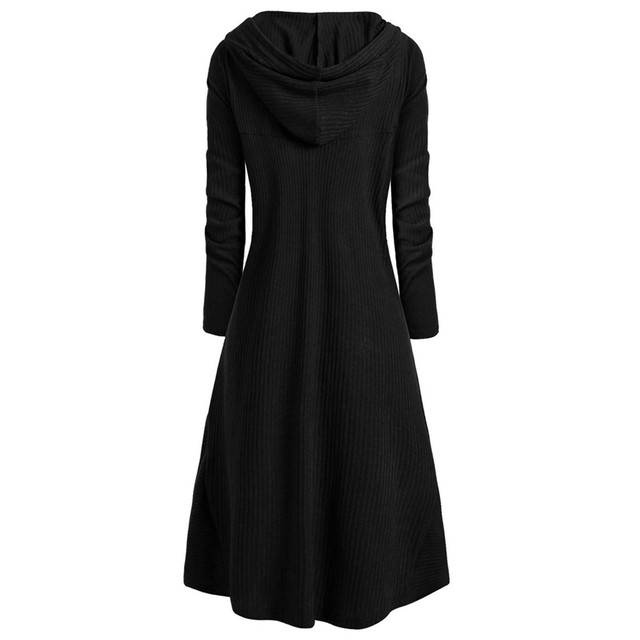 Gotycka sukienka z kapturem dla kobiet 2021 - punkowy styl, długa, czarna, Plus Size - Wianko - 4