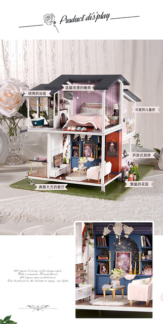 Ręcznie robiony dom dla lalek w stylu francuskiej chaty - model DIY, prezent dla dziewczynki, drewniany, w skali miniaturowej domki dla lalek, montaż - Wianko - 6