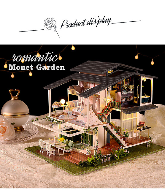 Ręcznie robiony dom dla lalek w stylu francuskiej chaty - model DIY, prezent dla dziewczynki, drewniany, w skali miniaturowej domki dla lalek, montaż - Wianko - 13
