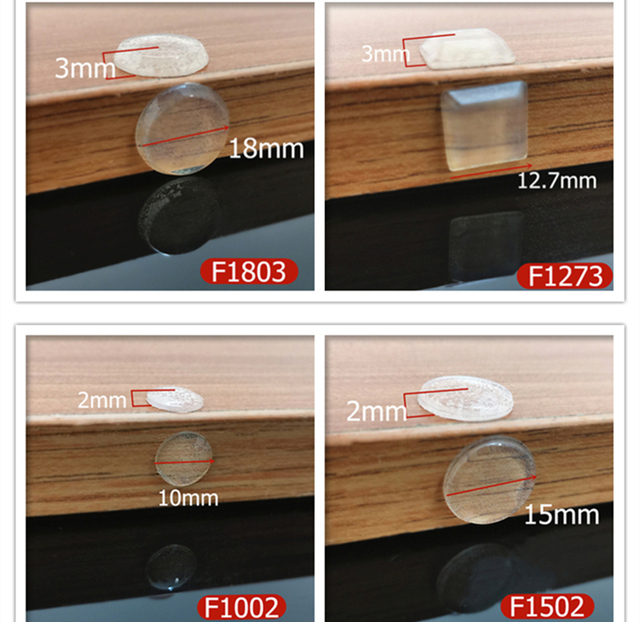 Odbojnik do drzwi samoprzylepny - 32/40/50 sztuk, silikonowe podkładki, zderzaki gumowe, zapobiegają hałaśliwemu buforowaniu przy meblach - Wianko - 7