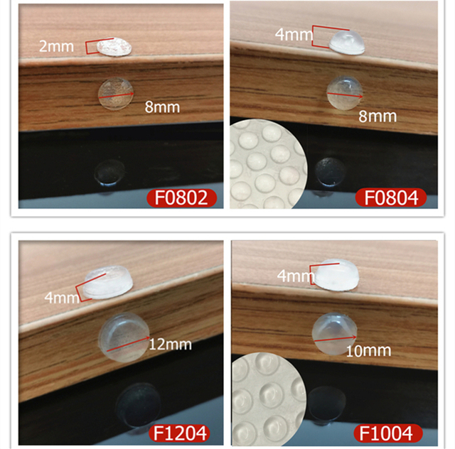 Odbojnik do drzwi samoprzylepny - 32/40/50 sztuk, silikonowe podkładki, zderzaki gumowe, zapobiegają hałaśliwemu buforowaniu przy meblach - Wianko - 6