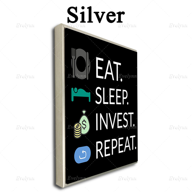 Obraz plakat na płótnie Eat Sleep Invest Repeat motywacyjny cytat, dekoracyjna ramka do salonu, idealny do domu - Wianko - 11
