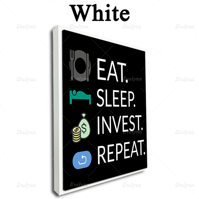 Obraz plakat na płótnie Eat Sleep Invest Repeat motywacyjny cytat, dekoracyjna ramka do salonu, idealny do domu - Wianko - 6