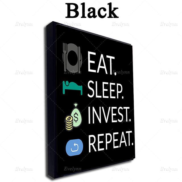 Obraz plakat na płótnie Eat Sleep Invest Repeat motywacyjny cytat, dekoracyjna ramka do salonu, idealny do domu - Wianko - 7