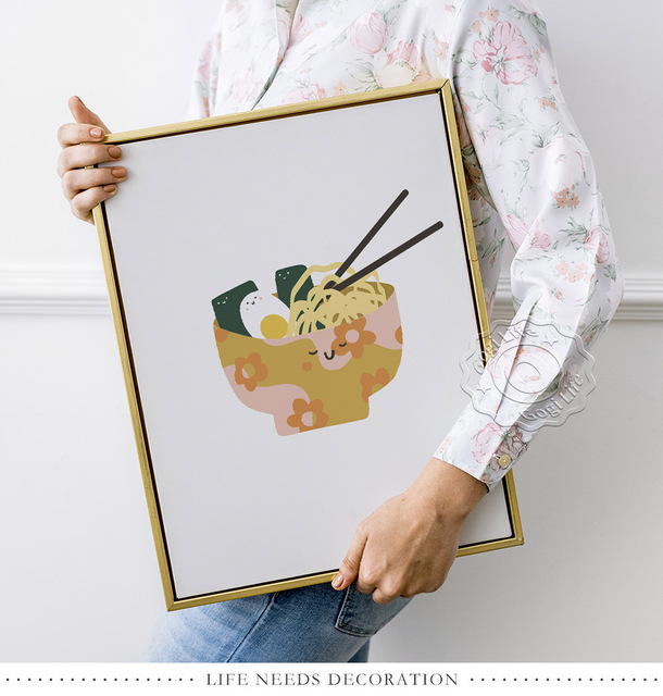 Miska do ramen z japońskim plakatem - piękne ilustracje przysmaków na ścianę, prosta dekoracja dla kuchni i jadalni - Wianko - 5