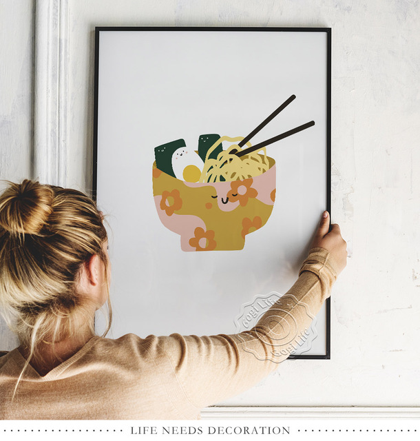 Miska do ramen z japońskim plakatem - piękne ilustracje przysmaków na ścianę, prosta dekoracja dla kuchni i jadalni - Wianko - 7