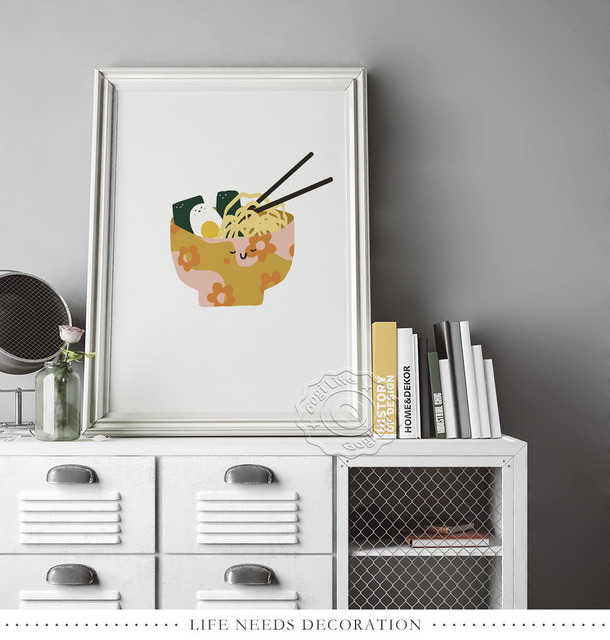 Miska do ramen z japońskim plakatem - piękne ilustracje przysmaków na ścianę, prosta dekoracja dla kuchni i jadalni - Wianko - 4