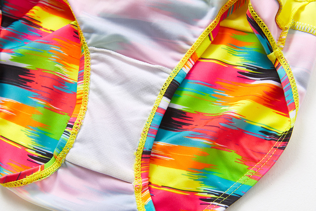 Dwuczęściowy strój kąpielowy dla dziewczynek 5-14 lat w kolorowej taśmie - bikini z biustonoszem i majtkami - Wianko - 9