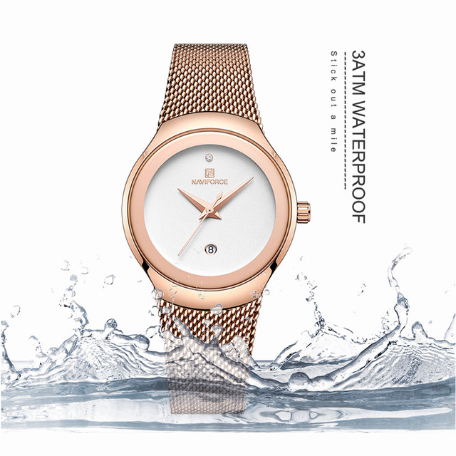 NAVIFORCE Zegarek damski luksusowej marki z klasyczną bransoletką ze stali nierdzewnej, model Relogio Feminino 5004 - Wianko - 4