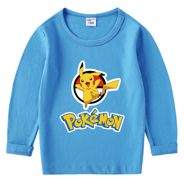 Długorękawowa koszulka z Pikachu dla dziewczynek i chłopców. Jesienny top bawełniany dla dzieci - Wianko - 9