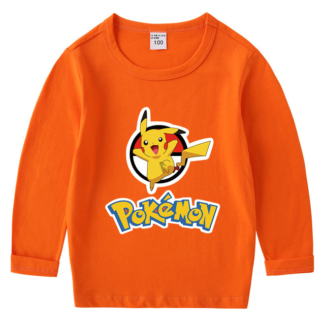 Długorękawowa koszulka z Pikachu dla dziewczynek i chłopców. Jesienny top bawełniany dla dzieci - Wianko - 8